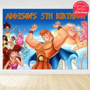 Hercules Birthday Backdrop Digital File Template Instant Download