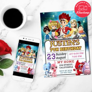 Monkart Birthday Mobile Invite Customizable Template Instant Download