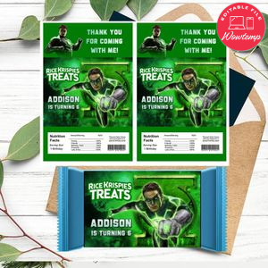 Green lantern Rice Krispies Treats Template Printable Instant Download