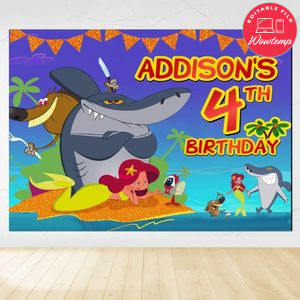 Zig & Sharko Birthday Backdrop Digital File Template Instant Download