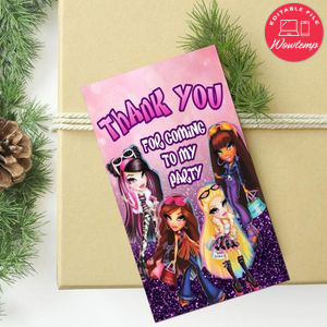 Bratz Thank You Tag Customizable Template To Print At Home Instant Download