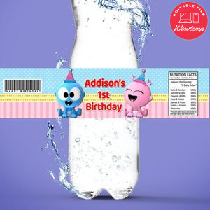 Gaa Gaa And Goo Goo Birthday Water Bottle Label Template to Print at Home Instant Download