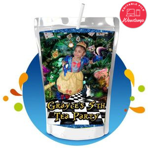 Alice in Wonderland custom photo Capri Sun Birthday Label Digital File Printable Instant Download