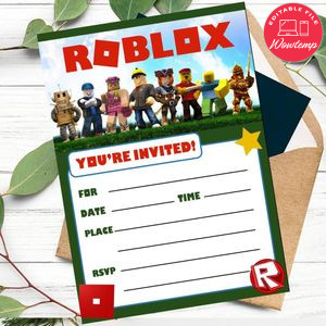 Roblox fill in blank Invitation Customizable Template to Print at Home Instant Download