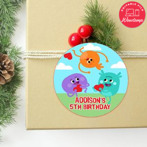 Bumble Nums Circle Sticker Template Customizable To Print At Home Instant Download