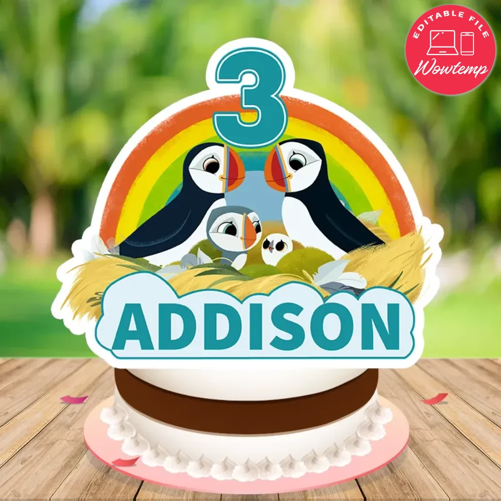 Puffin Rock Birthday Cake Topper Template Printable | Wowtemp