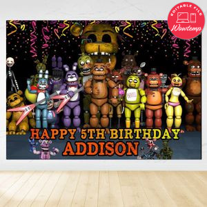 Five Nights at Freddy's Birthday Backdrop Digital File Template Instant Download
