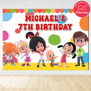 Cleo and cuquin Birthday Backdrop Digital File Template Instant Download
