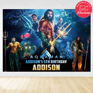 Aquaman 2 Birthday Backdrop Digital File Template Instant Download