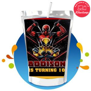 Deadpool & Wolverine Capri Sun Birthday Label Digital File Printable Instant Download