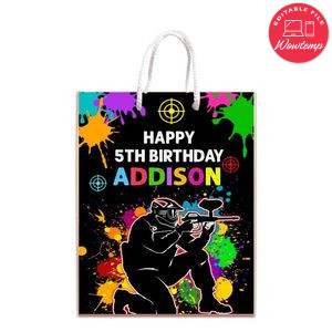Paintball Gift Bag Label Template Printable Instant Download
