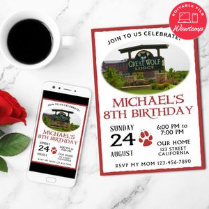 Great Wolf Lodge Birthday Mobile Invite Customizable Template Instant Download