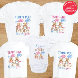 Teddy Bear Gender Reveal Team Boy and Girl PNG file template