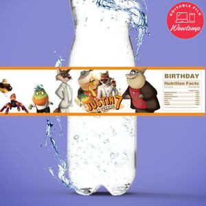 The Bad Guys Birthday Water Bottle Label Template to Print at Home Instant Download