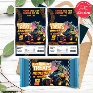 T Rex Monster Truck Rice Krispies Treats Template Printable Instant Download