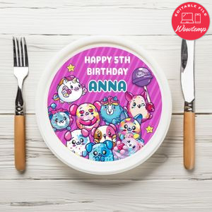 Pikmi Pops Birthday Plate Template Customizable To Print At Home Instant Download
