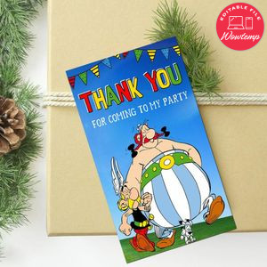 Asterix And Obelix Thank You Tag Customizable Template To Print At Home Instant Download