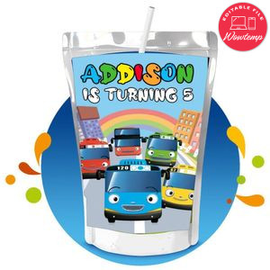 Tayo Capri Sun Birthday Labels Digital File Printable Instant Download