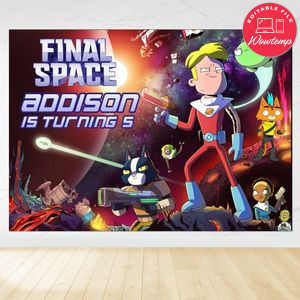 Final Space Birthday Backdrop Digital File Template Instant Download