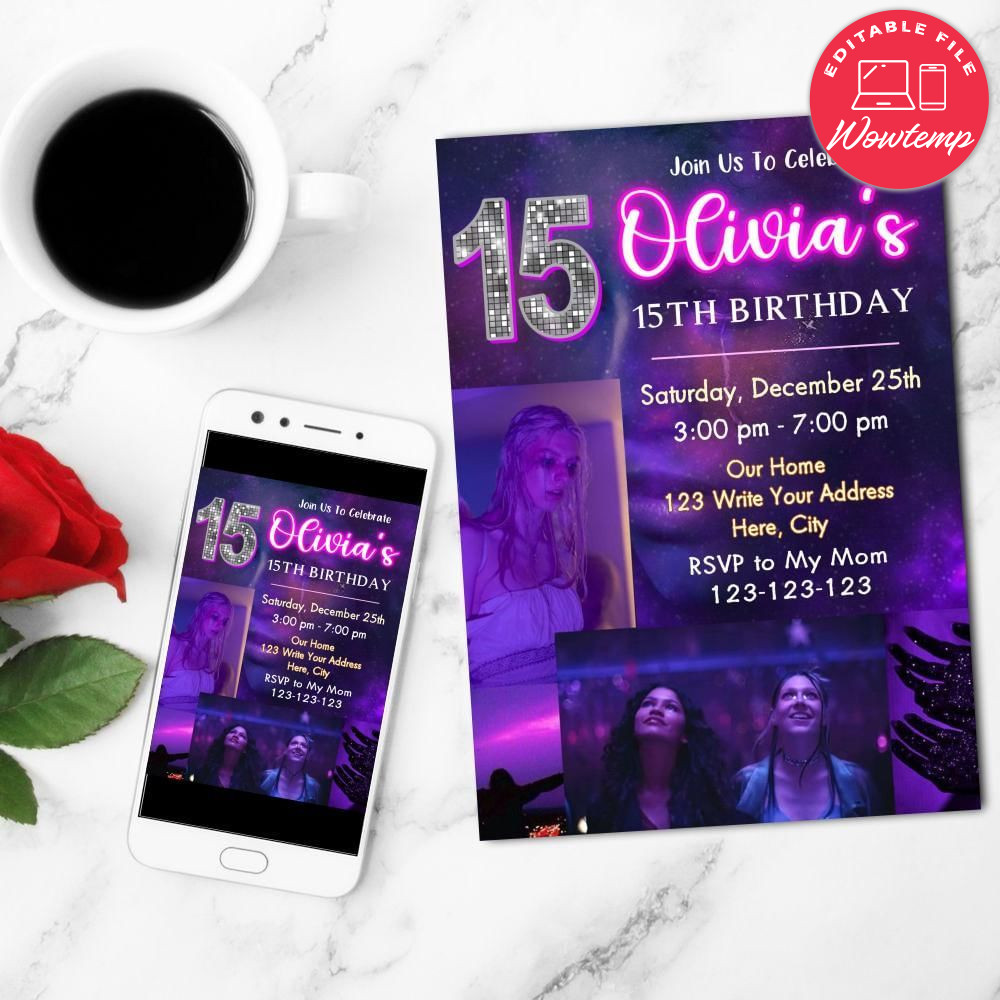 Euphoria Birthday Flyer Customizable Template to Print at Home Instant Download