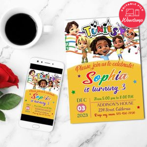 Tunies Mobile Invite Customizable Template Instant Download