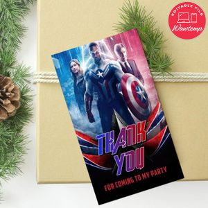 Captain America: Brave New World Thank You Tag Customizable Template To Print At Home Instant Download