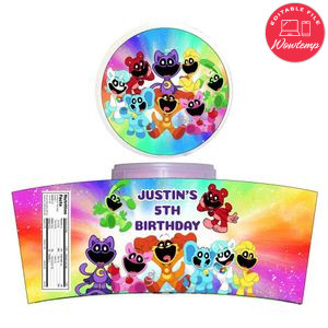 Smiling Critters Cotton Candy Label Template To Print At Home Instant Download