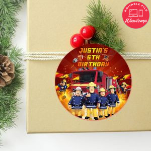 Fireman Sam Circle Sticker Template Customizable To Print At Home Instant Download