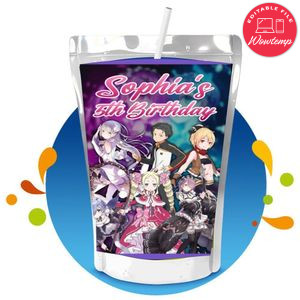 Re:Zero Capri Sun Birthday Labels Digital File Printable Instant Download