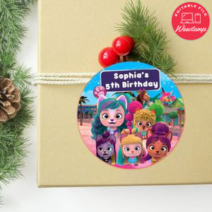 I Love Vip Pets Circle Sticker Template Customizable to Print at Home Instant Download