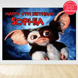 Gremlins Gizmo Birthday Backdrop Digital File Template Instant Download