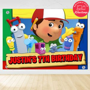 Handy Manny Birthday Backdrop Digital File Template Instant Download