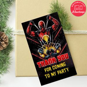 Deadpool & Wolverine Thank You Tag Customizable Template To Print At Home Instant Download