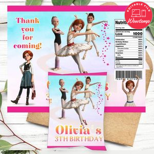 Ballerina film Birthday Party Chip Bag Digital File Printable Instant Download