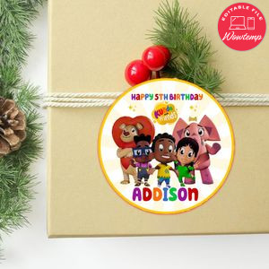 Kunda And Friends Circle Sticker Template Customizable To Print At Home Instant Download