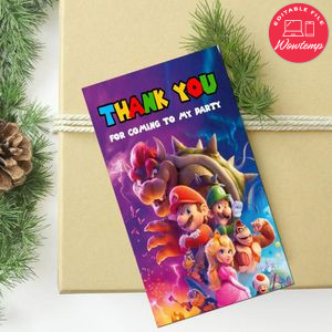 Super Mario Bros Thank You Tag Customizable Template To Print At Home Instant Download