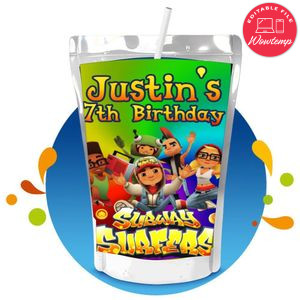 Subway Surfer Capri Sun Birthday Labels Digital File Printable Instant Download