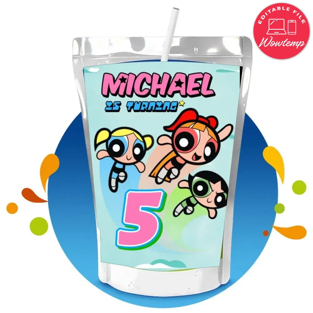 Powerpuff Capri Sun Birthday Digital File Printable | Wowtemp