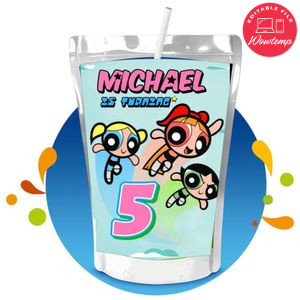 Powerpuff Capri Sun Birthday Labels Digital File Printable Instant Download