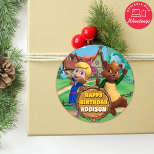 Goldie And Bear Circle Sticker Template Customizable to Print at Home Instant Download