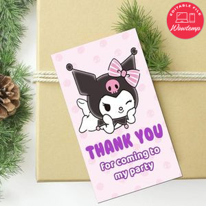 Kuromi Thank You Tag Customizable Template To Print At Home Instant Download