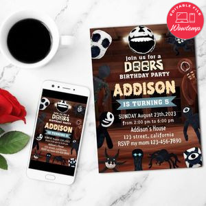 Doors scary game Birthday Flyer Customizable Template to Print at Home Instant Download