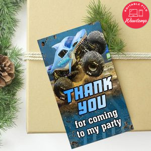 Megalodon monster Thank you tag Customizable Template to Print at Home Instant Download