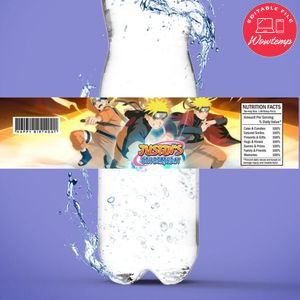 Naruto shippuden Bottle Label Birthday Water Bottle Label Template to Print at Home Instant Download