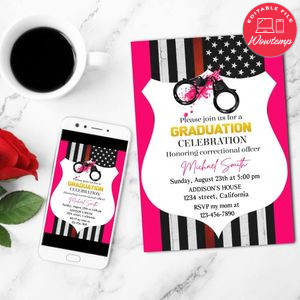 Female Correctional Officer Mobile Invite Customizable Template Instant Download