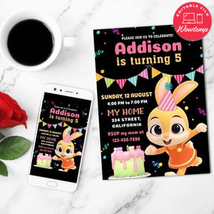 Jeni Pinkfong Mobile Invite Customizable Template Instant Download