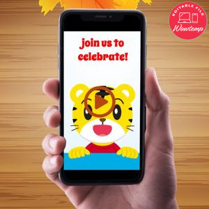 Shimajiro Birthday Video Invitation Digital Template Customizable Instant Download