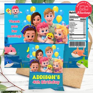Bebefinn Birthday Party Chip Bag Digital File Printable Instant Download