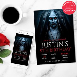 The Nun Invitation Customizable Template to Print at Home Instant Download