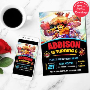 Monkie Kid Mobile Invite Customizable Template Instant Download